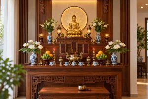 Bàn thờ Phật và gia tiên đặt chung: Cách bố trí