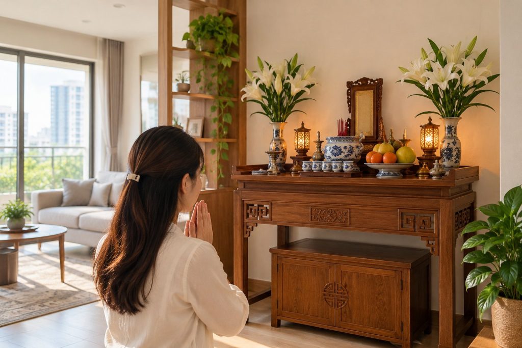 Lập bàn thờ gia tiên ở nhà thuê sao cho phù hợp?