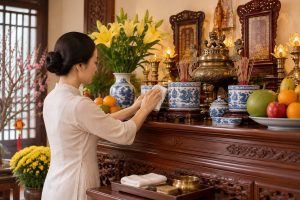 Bao sái bàn thờ cuối năm: Trình tự dễ làm