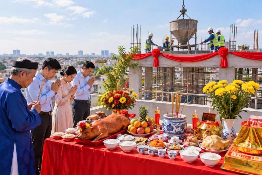 Lễ cất nóc nhà: Mâm cúng, văn khấn và nghi thức 4 Lễ cất nóc nhà: Mâm cúng, văn khấn và nghi thức