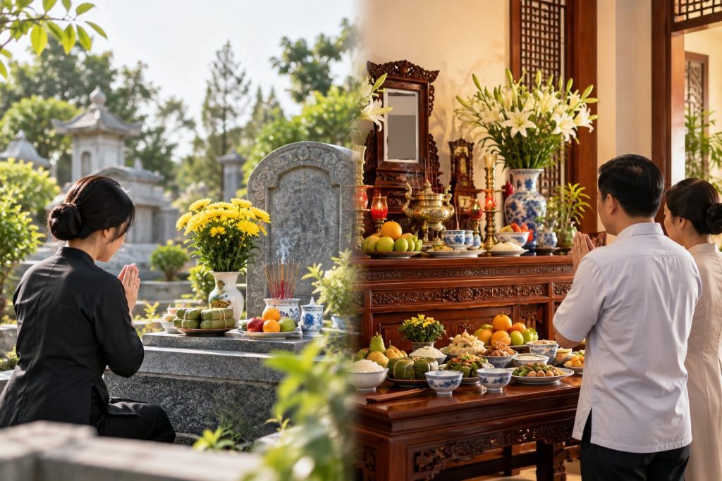 Cúng giỗ ở mộ hay ở nhà? Cách chọn phù hợp