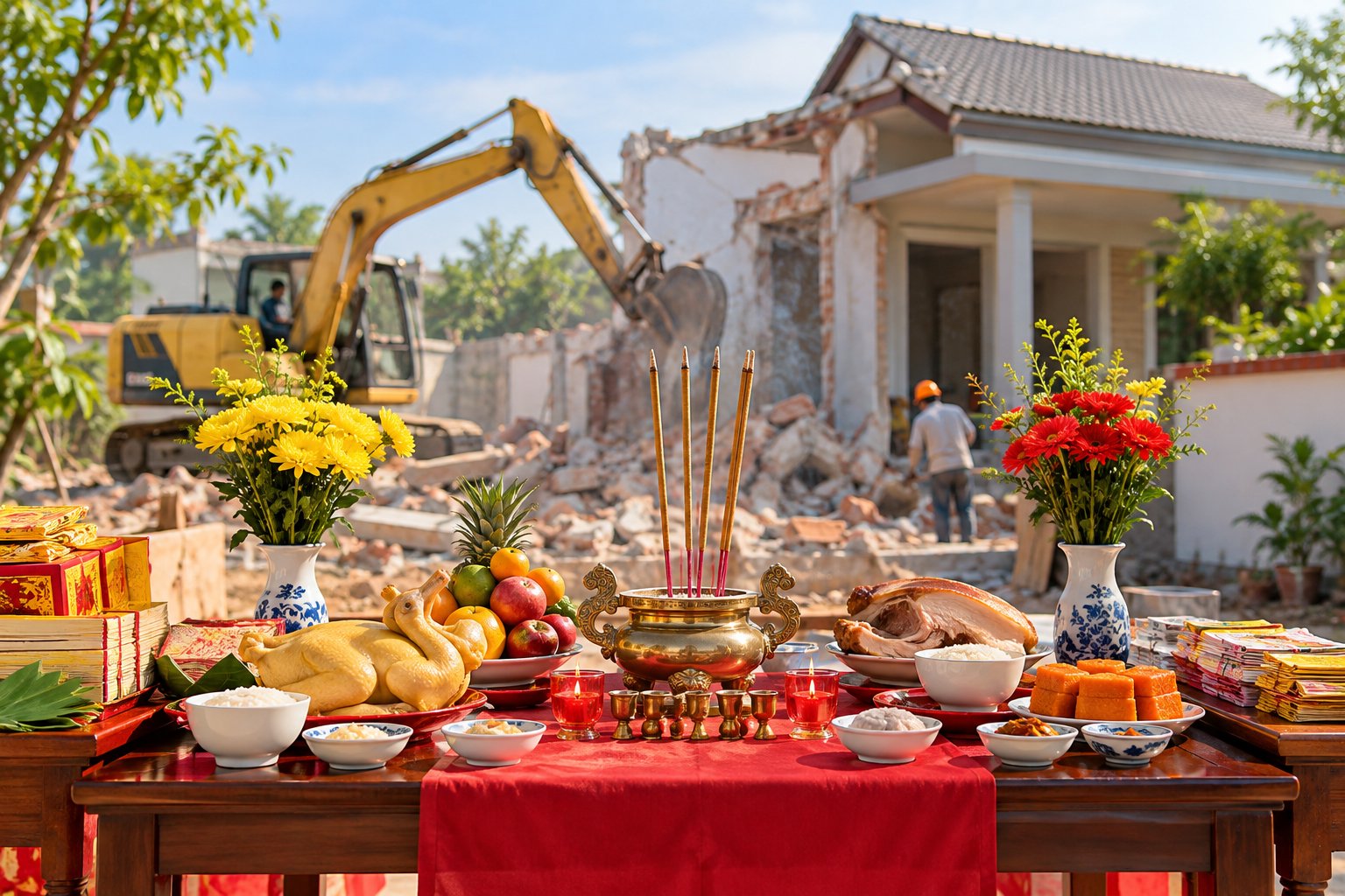 Phá nhà và động thổ cùng ngày: Nên gộp hay tách? 2 Ảnh minh hoạ: Phá nhà và động thổ cùng ngày: Nên gộp hay tách?