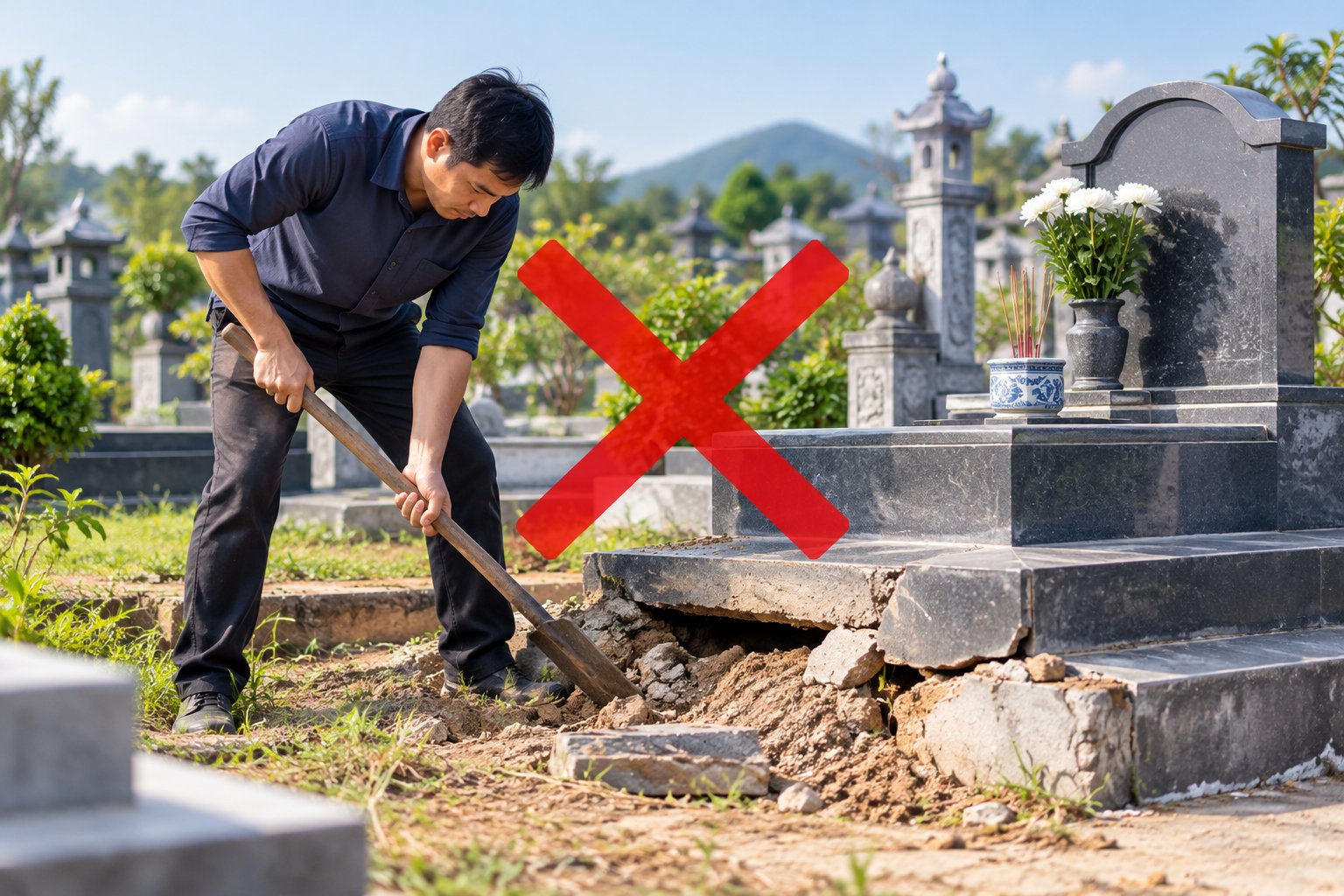 Mộ bị sụt lún phải làm sao? Cách xử lý an toàn 3 Ảnh minh hoạ: Mộ bị sụt lún phải làm sao? Cách xử lý an toàn
