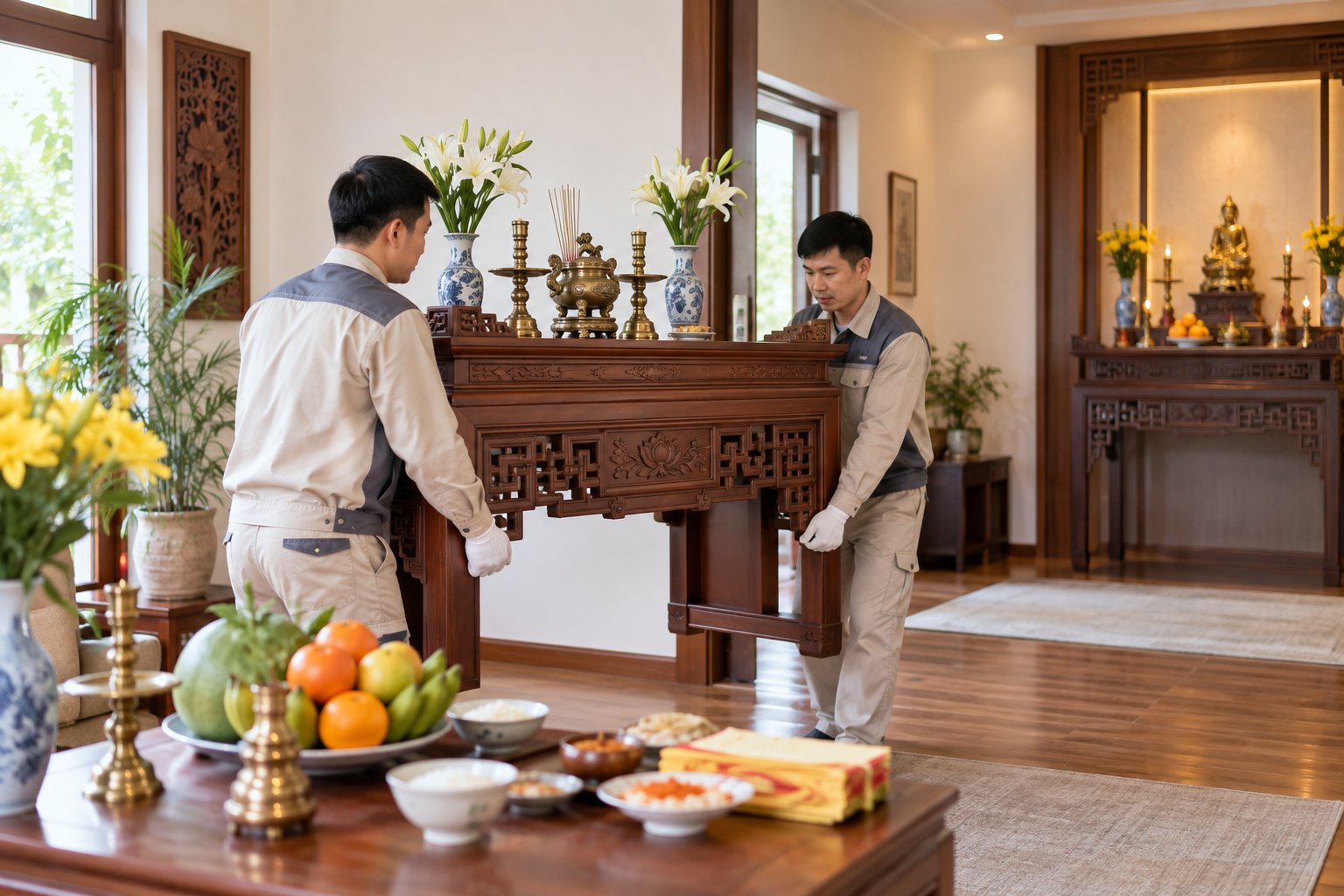 Chuyển bàn thờ trong cùng nhà: Cách làm, văn khấn 2 Ảnh minh hoạ: Chuyển bàn thờ trong cùng nhà: Cách làm, văn khấn