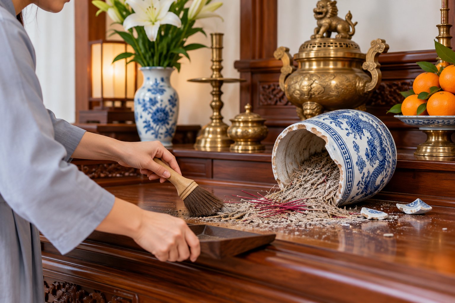 Ảnh minh hoạ: Bát hương bị đổ phải làm sao? Cách xử lý đúng