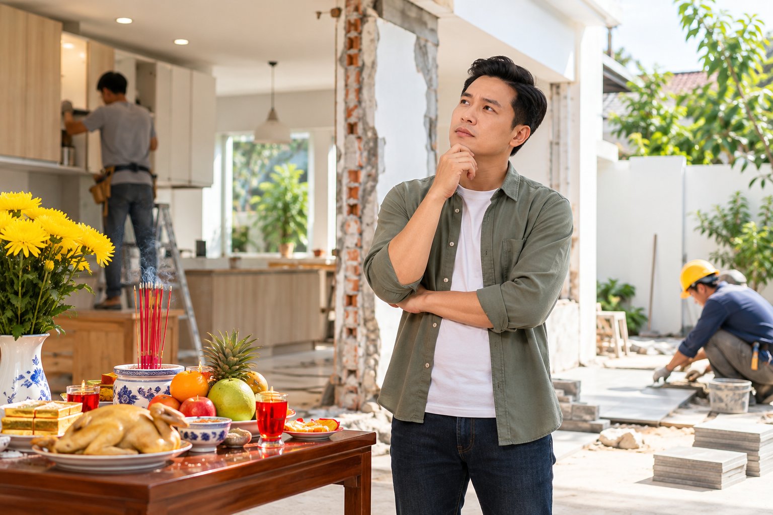 Ảnh minh hoạ: Sửa nhà nhiều đợt cúng thế nào cho phù hợp?