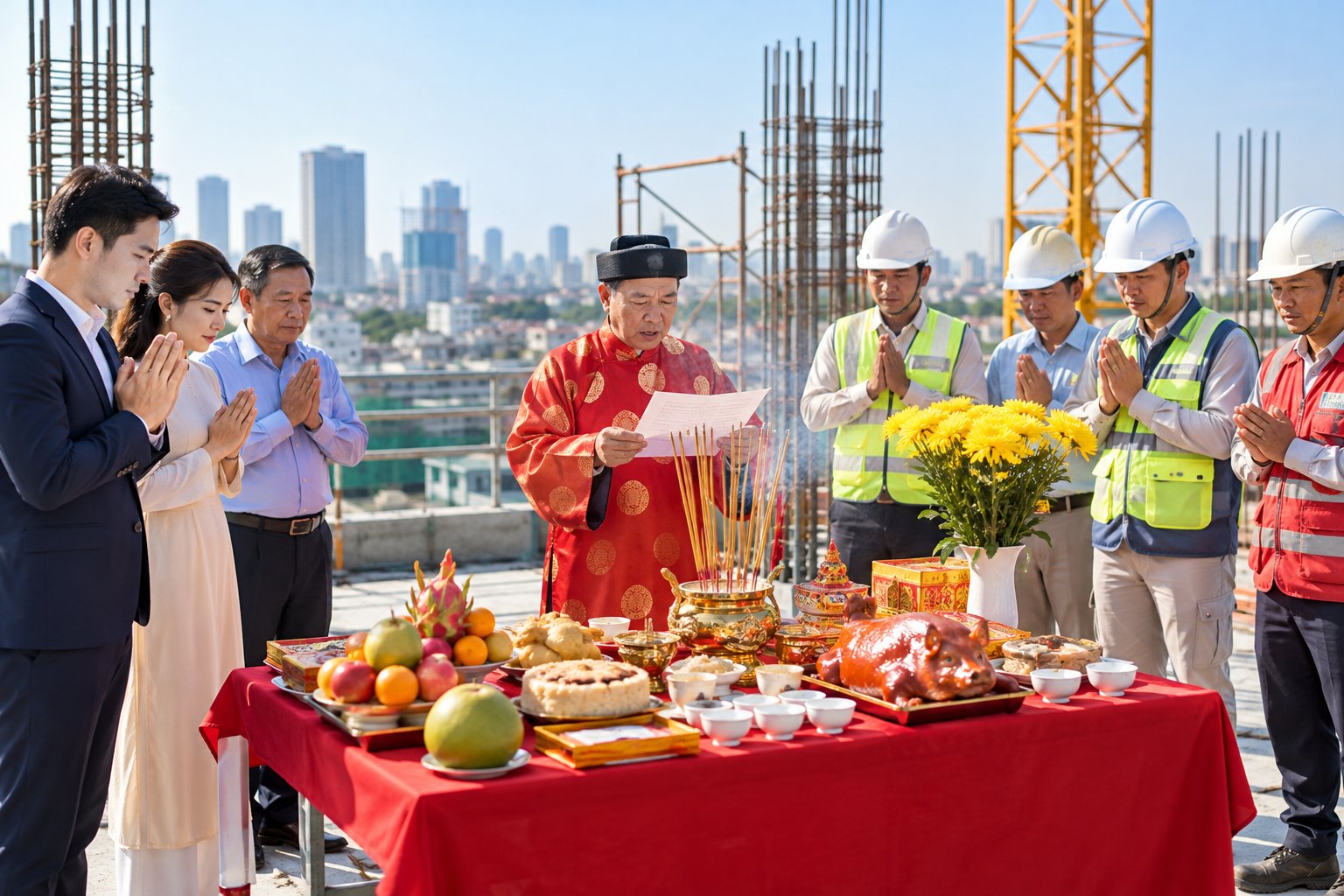 Ảnh minh hoạ: Lễ cất nóc nhà: Mâm cúng, văn khấn và nghi thức