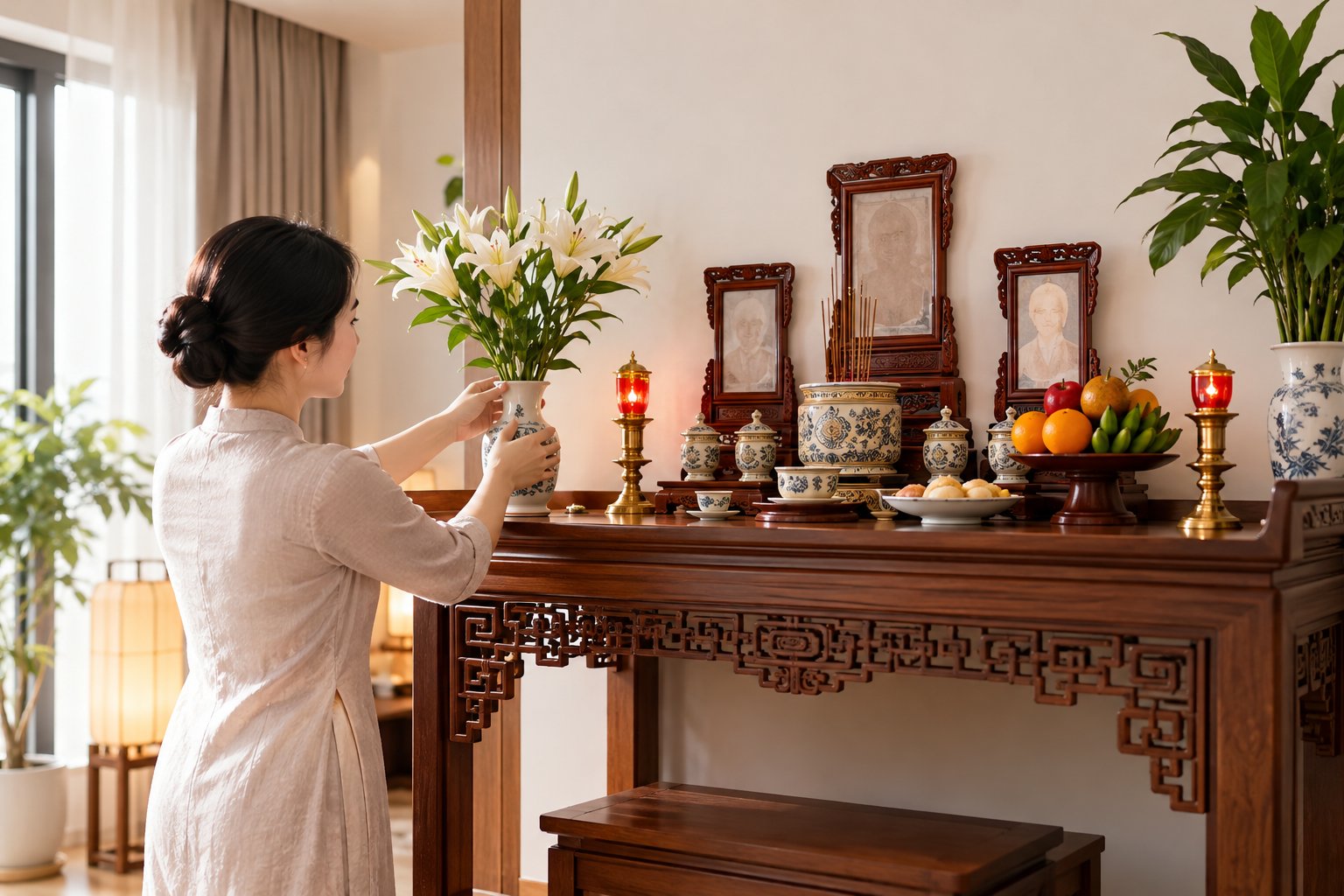 Ảnh minh hoạ: Lập bàn thờ gia tiên ở nhà thuê sao cho phù hợp?