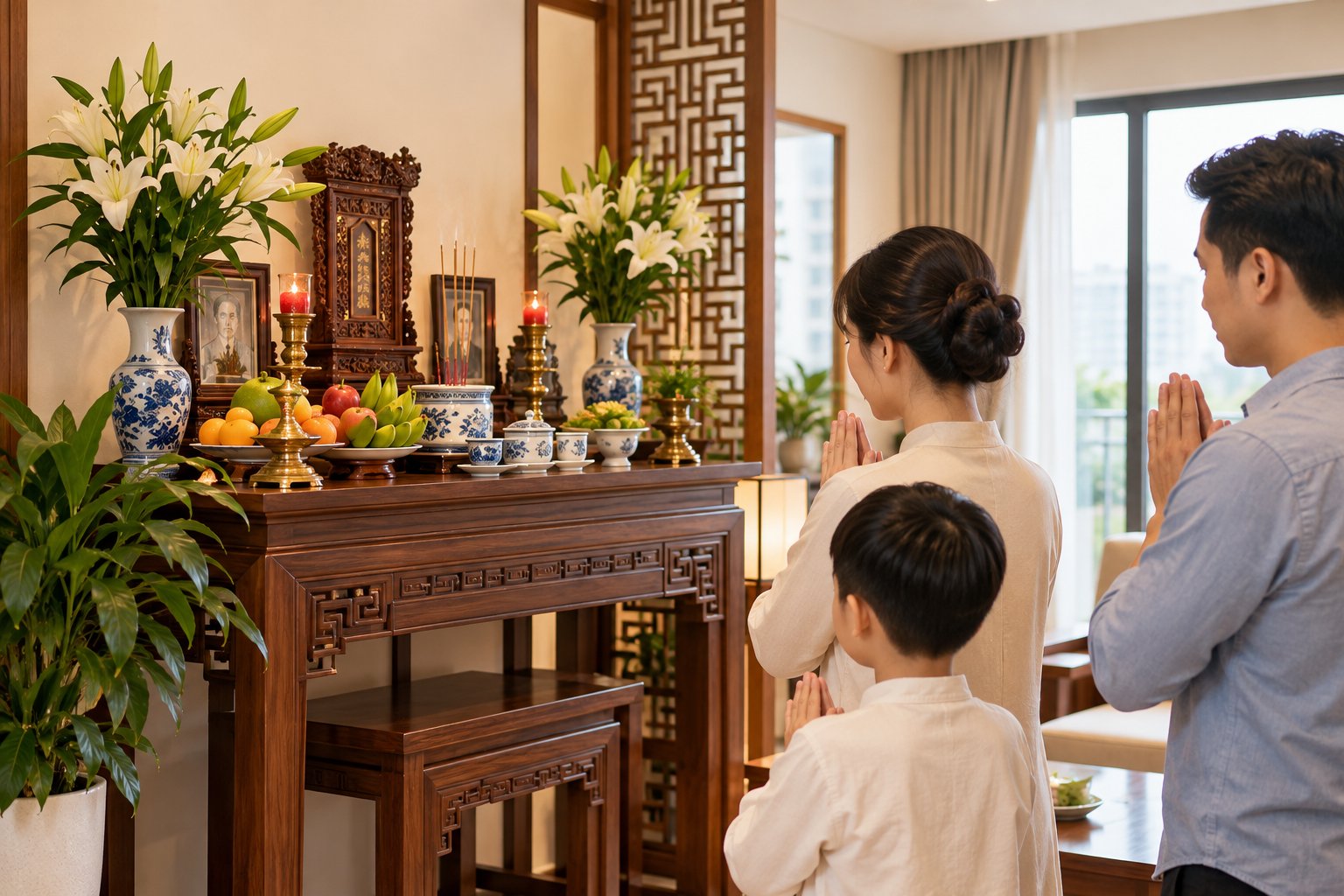 Ảnh minh hoạ: Lập bàn thờ gia tiên ở nhà thuê sao cho phù hợp?