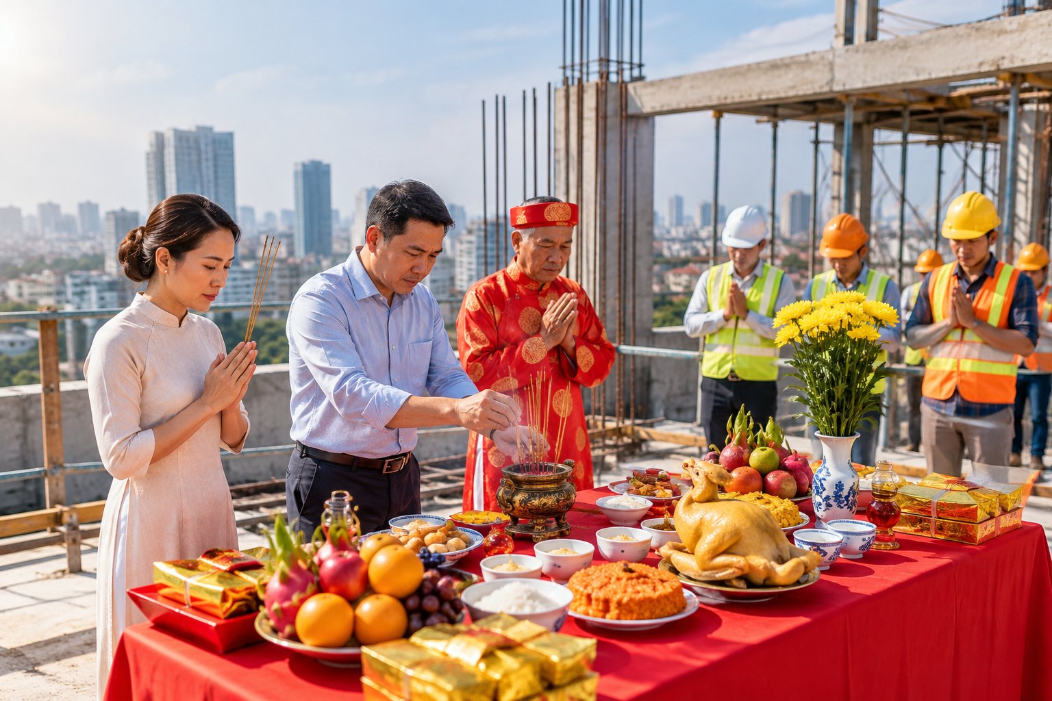 Ảnh minh hoạ: Lễ cất nóc nhà: Mâm cúng, văn khấn và nghi thức