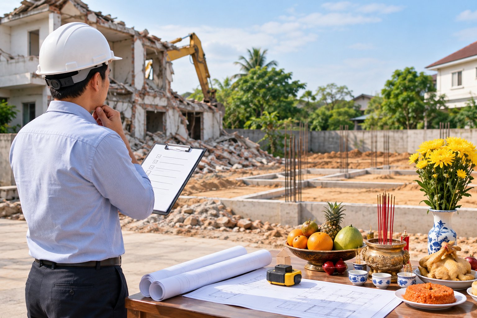 Phá nhà và động thổ cùng ngày: Nên gộp hay tách? 3 Ảnh minh hoạ: Phá nhà và động thổ cùng ngày: Nên gộp hay tách?