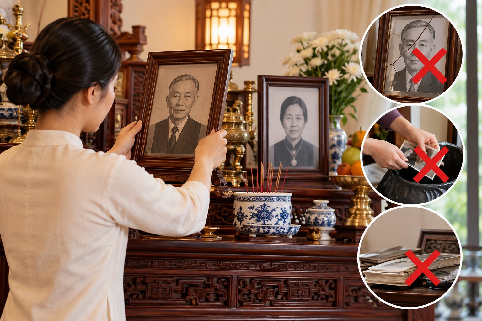 Ảnh minh hoạ: Thay ảnh thờ bị hỏng: Cách làm trang trọng, kín đáo