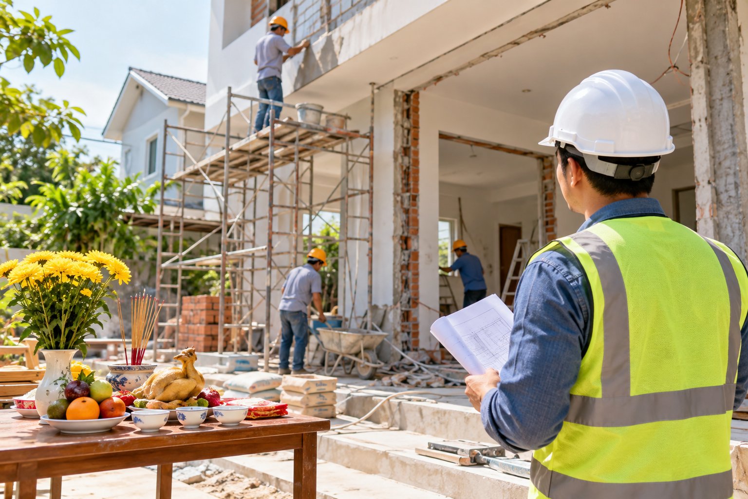 Ảnh minh hoạ: Sửa nhà nhiều đợt cúng thế nào cho phù hợp?