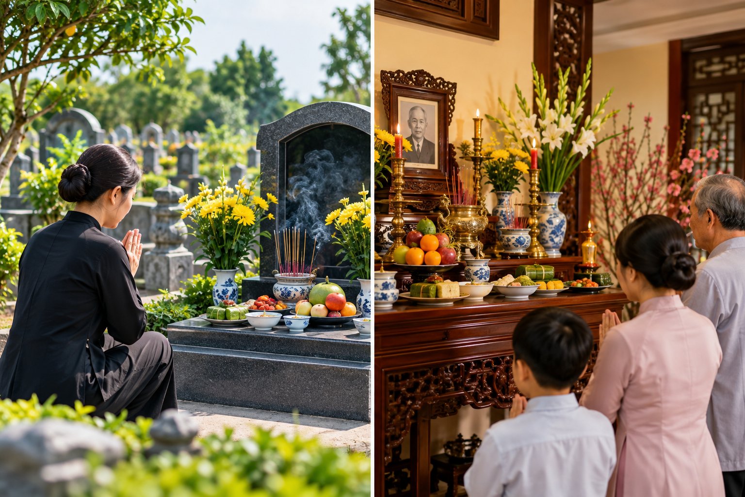 Cúng giỗ ở mộ hay ở nhà? Cách chọn phù hợp 1 Ảnh minh hoạ: Cúng giỗ ở mộ hay ở nhà? Cách chọn phù hợp
